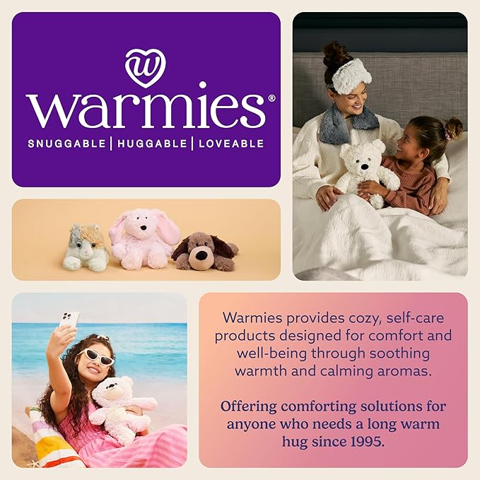 warmies Microwavable Neck & Shoulder Wrap - Heating & Cooling Plush Pad for Calming Relaxation - Weighted & Heated Neck Warmer with Scented Lavender - Microwave Heat Pad for Aches & Pain – Brown