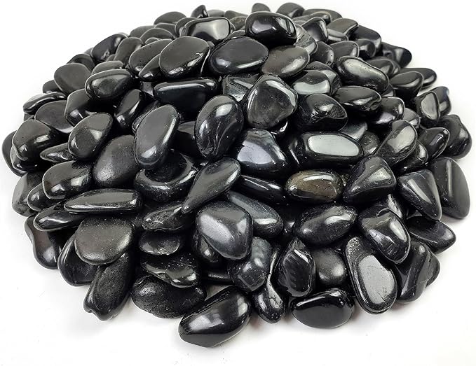 River Rocks for Landscaping, Natural Polished Pebbles for Indoor Plants, Small Decorative Black Stones for Vase Fish Tank Aquariums Landscaping Garden, 20lbs