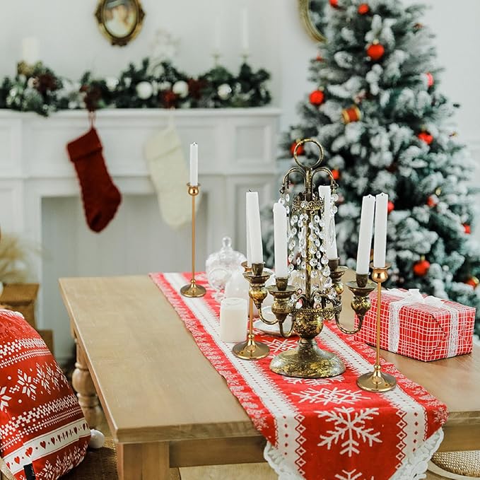 Metal Candle Holder Taper Candlestick Holders for Candle Sticks Vintage Candelabra for Halloween Thanksgiving Christmas (Gold, 1 Set (3 pcs))