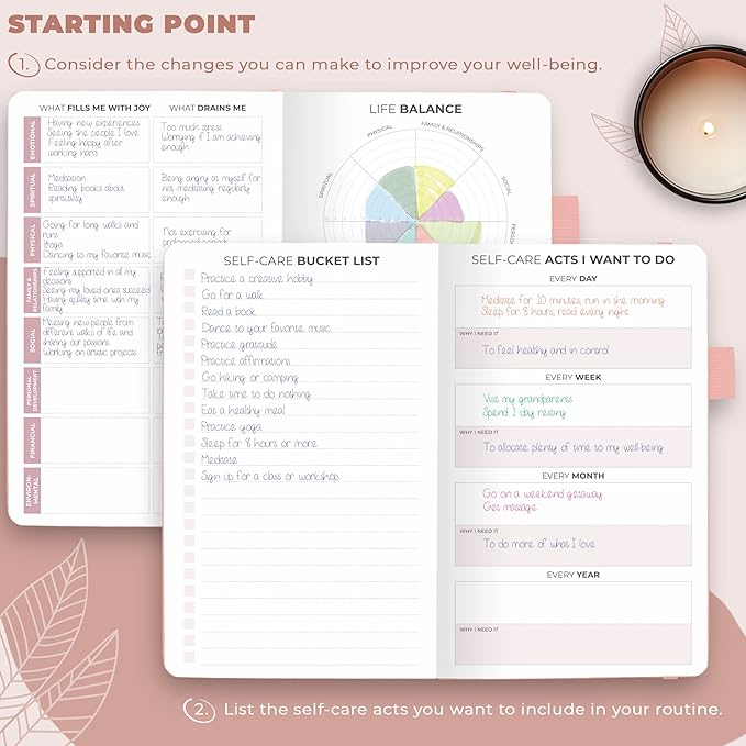 Clever Fox Self-Care Journal Pocket – Daily Reflection Notebook – Mental Health & Personal Development Planner, Meditation & Mood Log (Light Pink)