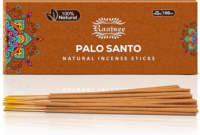 Raajsee Palo Santo Incense Sticks 100 gm Pack-100% Pure Organic Natural Hand Rolled Free from Chemicals-Perfect for Church,Aromatherapy,Relaxation,Meditation,Positivity & Sensual Therapy