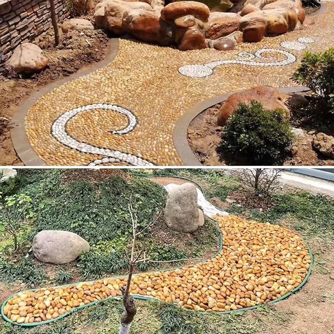 40lbs Yellow River Rocks for Landscaping, 1-2 Inch Natural Pebbles for Indoor Plants, High Polished Decorative Stones Garden Outdoor and Indoor DIY Vase Filler Fish Tank Aquariums