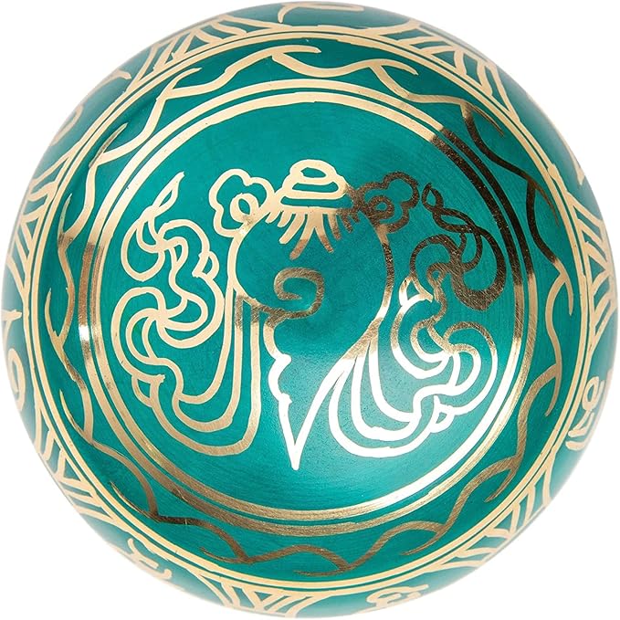 Tibetan Singing Bowl Set - Authentic Handcrafted Mindfulness Meditation Holistic Sound 7 Chakra Healing by Himalayan Bazaar (Turquoise)
