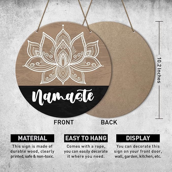 Meditation Room Decor Sign, Namaste Sign, Yoga Studio Wall Decoration Home Gym Spiritual Room Zen Den Hanging Decor Sign, Gifts for Yoga Instructor Lover
