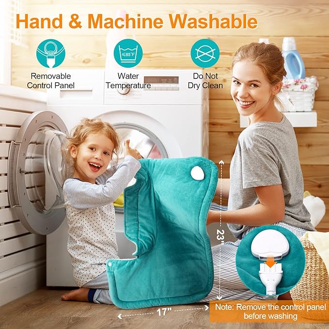 Heating Pad for Neck and Shoulders and Back, Christmas Birthday Gifts for Women Mom Wife Men Dad, Mothers Day Gifts, Weighted Neck and Shoulder Heating Pads, 6 Heat Settings 4 Auto-Off,17"x23" Blue