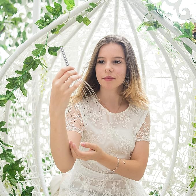 USAGA 36 Fingers Head Massager Scalp Massager Head Scratcher, Stocking Stuffers Gift for Scalp Body Relaxing (Silver)