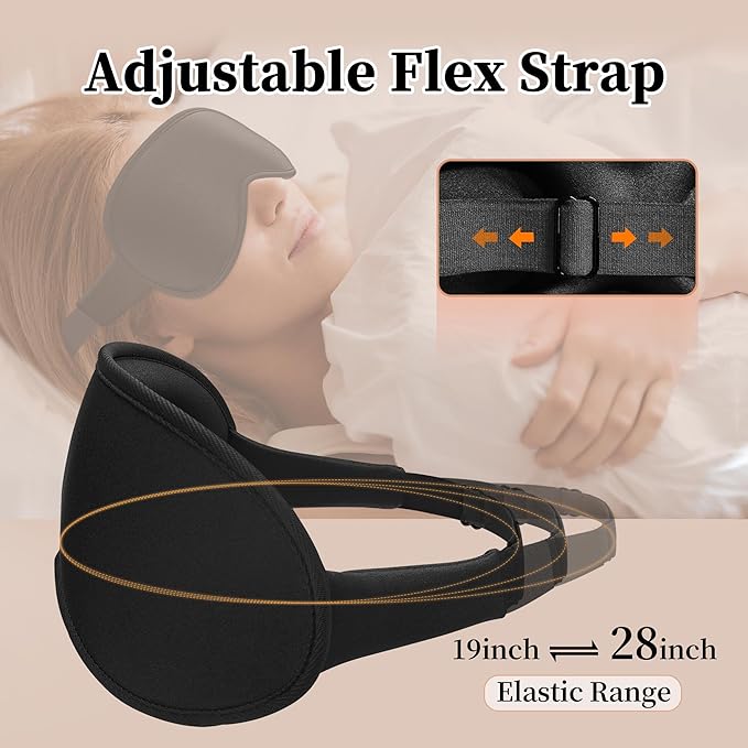 3D Sleep Mask for Men&Women, 2 Pack Contour Eye Masks for Sleep, Side Sleeping Mask for Men&Women, Blackout Eye Mask for Sleeping Eye Mask, Airplane Travel Essentials for Men, Meditation Black & Gray