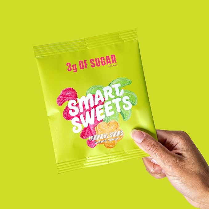 SmartSweets Tropical Sours Gummy Candy: 1.8oz (Pack of 14), Gummy Candy with Low Sugar, Low Calorie, No Artificial Sweeteners, Plant-Based, Gluten-Free, Healthy Snack for Kids & Adults