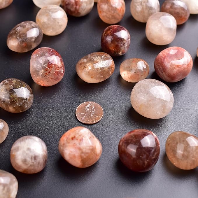 Polished Stone Set Cherry Blossom Agate Crystals, 0.8" Handpicked Tumbled Gemstones Rocks, Pebbles for Reiki, Chakra, Healing, Home Decor