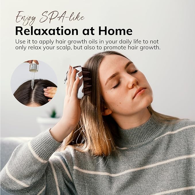 Sndyi Cow Print Scalp Massager Hair Growth, Cow Hair Scalp Scrubber with Scalp-Friendly Silicone Bristles, Scalp Exfoliator/Shampoo Brush, Perfect for Hair Treatment & Scalp Care, Cute Cow Print Stuff