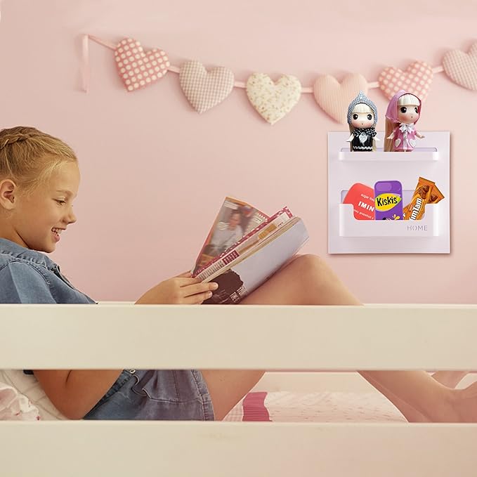 Bedside Shelf Accessories Organizer- Wall Mount Self Stick On,Ideal for Glasses,Remote,Earphone, Cell Phone Charger,Manicure Kit