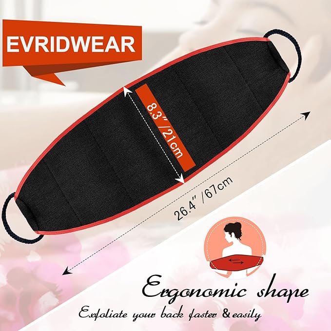 Evridwear Exfoliating Body Scrubber with Handles Back Washer Back Scrubber for Shower Bath Dry Skin Whole Body Deep Clean Men Women(Heavy)