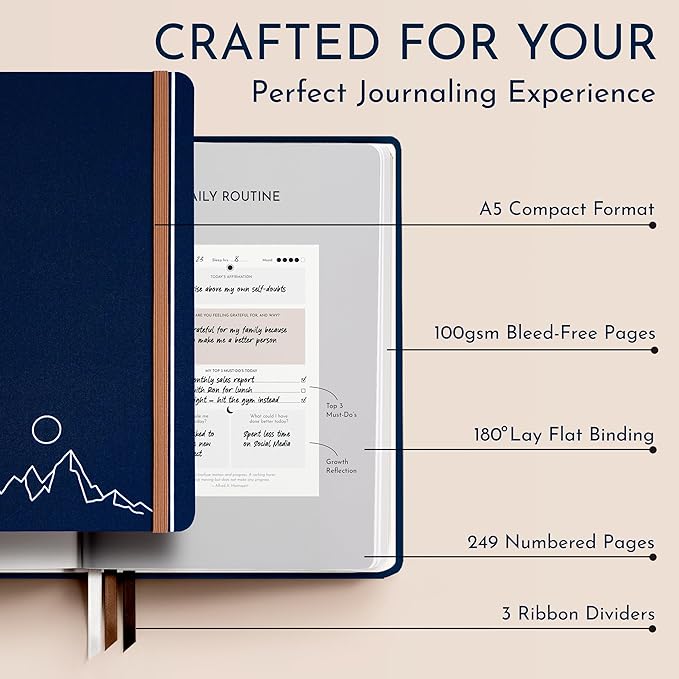 RYVE Gratitude Journal for Men – 6-Month Guided Mindfulness Journal with Prompts, Daily Writing & Reflection, Mindfulness Gifts for Men