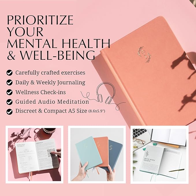 FINDING BALANCE Mental Health Journal β 6-Month Daily Journal with Prompts for Mindfulness, Self-Care & Healing β Anxiety & Depression Relief β Hardcover