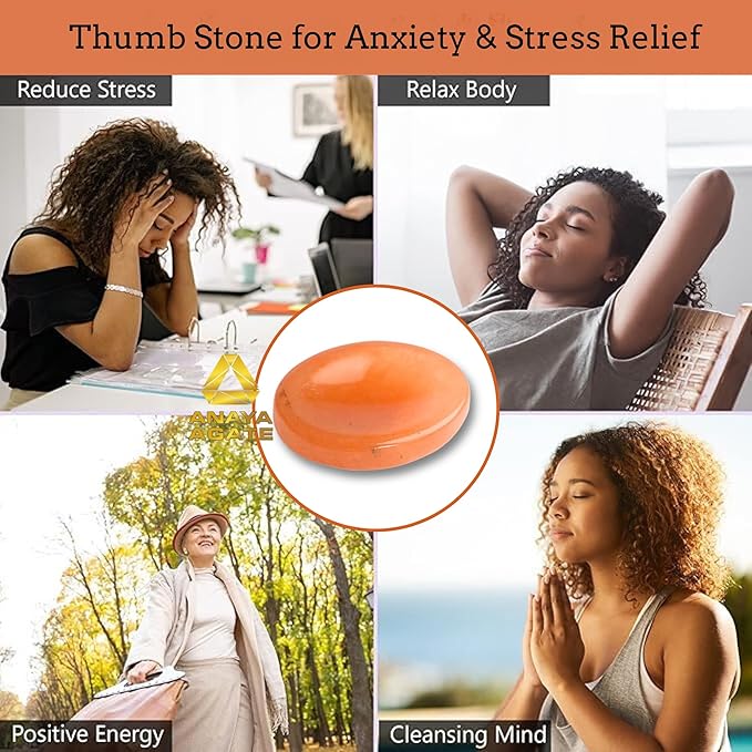 Red Aventurine Worry Stones – Crystal Thumb Worry Stone for Anxiety, Stress – Relaxing and Soothing Balance Stones for Meditation, Stress Relief – Healing Stones and Crystals for Men and Women