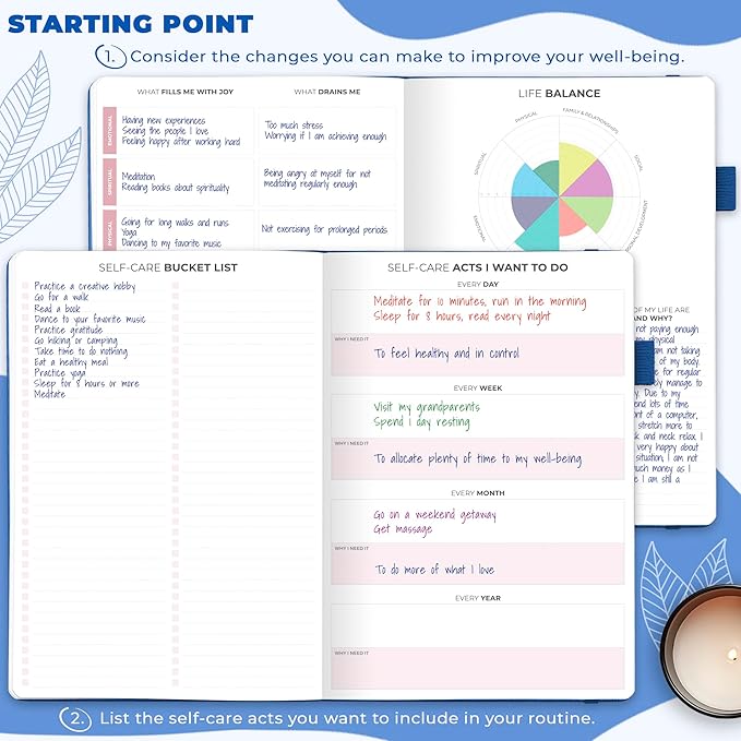 Clever Fox Self-Care Journal – Wellness & Daily Reflection Notebook – Mental Health & Personal Development – Self-Care, Meditation & Mood Journal for Women & Men – Large (Mystic Blue)