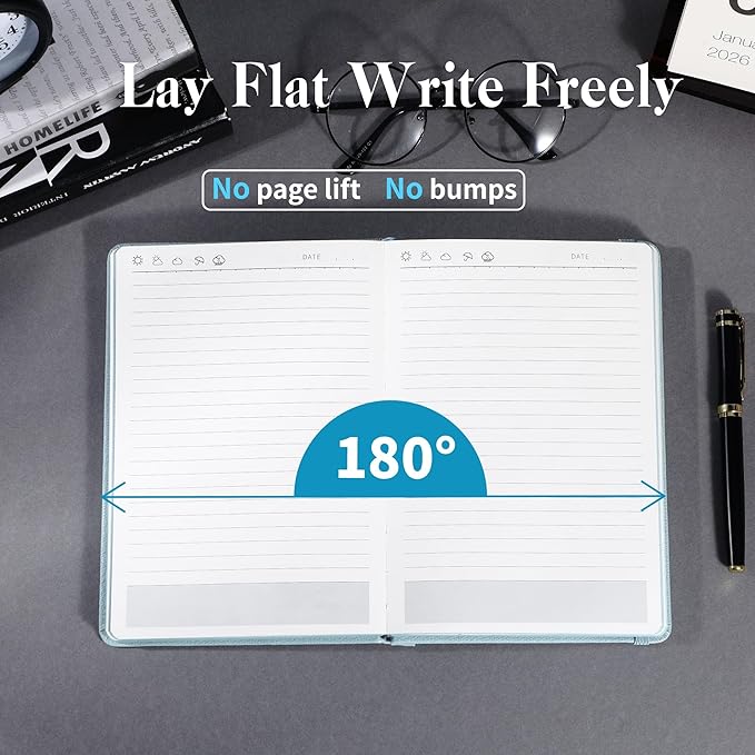 CAGIE Textured Hardcover Lined Journal for Women and Men, A5 Leather Journal Notebook with 256 Pages, 100GSM Paper – College Ruled Journaling Notebook for Writing, Work, School, Daily Diary