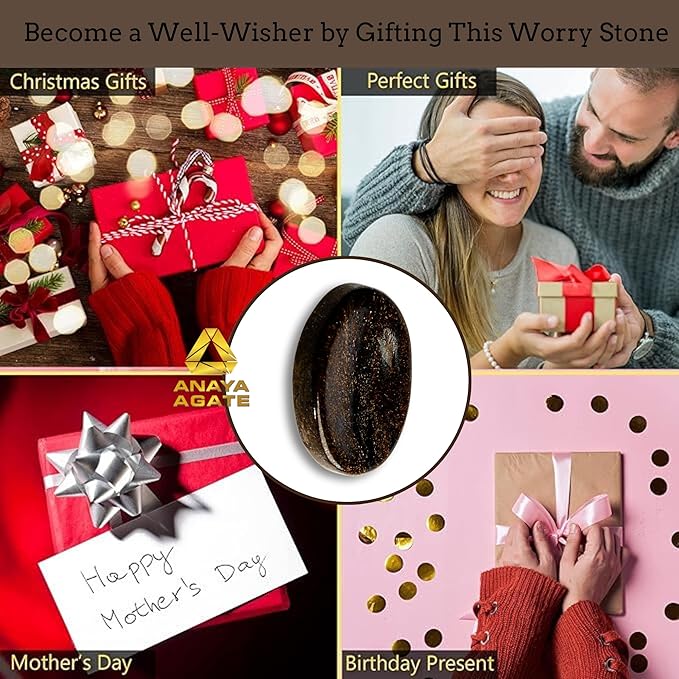 Bronzite Worry Stones – Crystal Thumb Worry Stone for Anguish, Stress – Relaxing & Soothing Balance Stones for Meditation, Relief – Healing Stones & Crystals for Men, Women