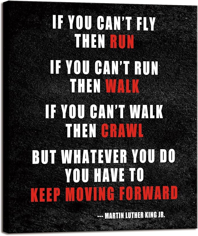 Pyradecor Keep Moving Forward Motivational Classroom Positive Quotes Inspirational Poster Canvas Prints Wall Art for Office Living Room Home Decorations