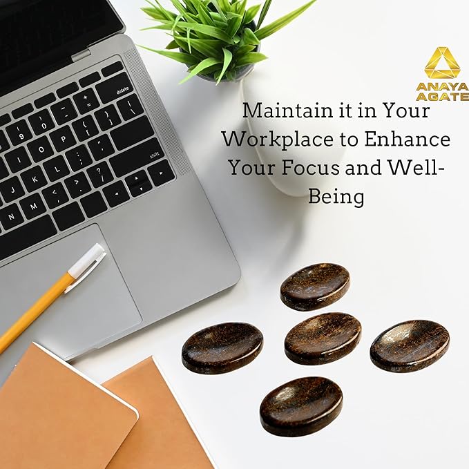 Bronzite Worry Stones – Crystal Thumb Worry Stone for Anguish, Stress – Relaxing & Soothing Balance Stones for Meditation, Relief – Healing Stones & Crystals for Men, Women