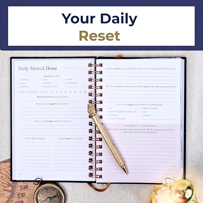 Mental Health Journal - Guided Gratitude & Mindfulness Journal for Men and Women with Prompts for Stress Relief and Daily Reflection - Best for Guided Transformation, Anxiety & Mood Tracker - Echo & Odyssey