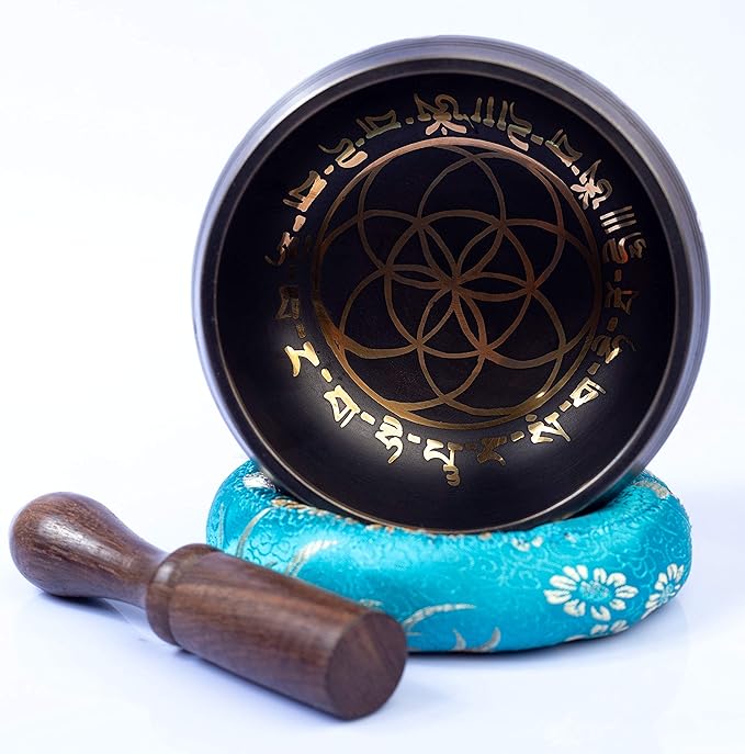 Tibetan Singing Bowl Set Brass - Master Healing Grade - Authentic Handcrafted Sound Bowl by Himalayan Bazaar