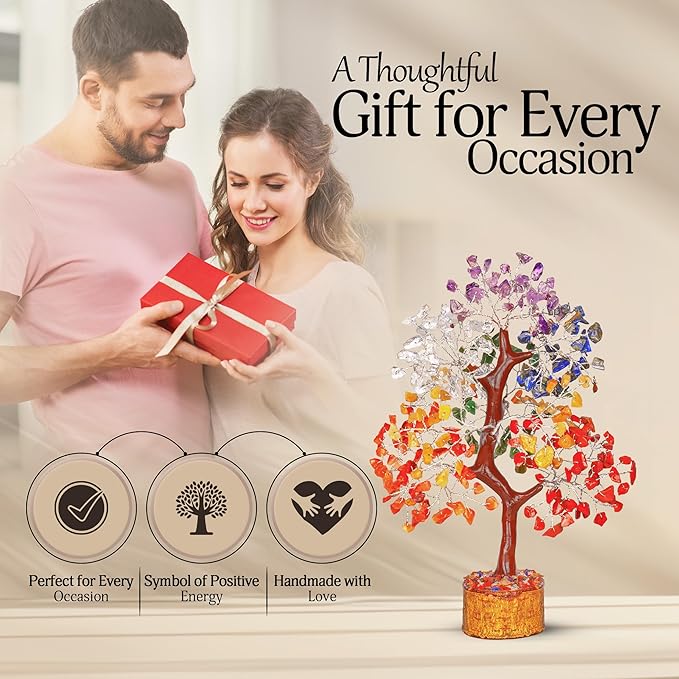 YATSKIA 7 Chakra Crystal Tree of Life, Gemstones and Crystals, Crystals Home Office Decor, Birthday Gifts for Women