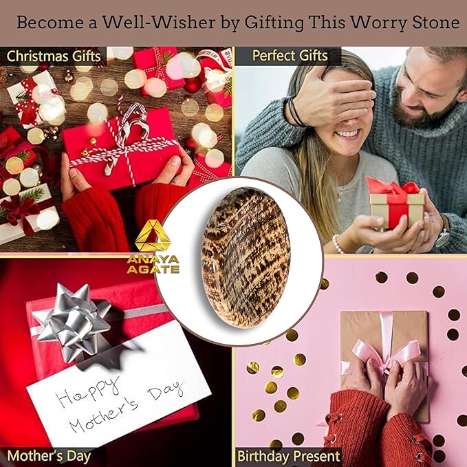 Aragonite Worry Stones – Crystal Thumb Worry Stone for Anguish, Stress – Relaxing & Soothing Balance Stones for Meditation, Relief – Healing Stones & Crystals for Men & Women