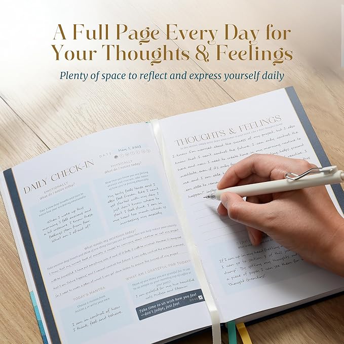 90-Day Guided Mental Health Journal for Anxiety, Mindfulness & Emotional Wellness โ Eco-Friendly Cover Made from Recycled Ocean Plastic โ Daily Prompts for Self-Care, Self-Reflection, Calm, Stress Relief & Inner Strength