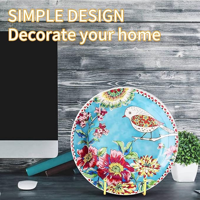 Kruodop 10 Inch Plate Stands for Display, 3 Pack Plate Holder Display Stand, Gold Metal Frame Easel Holder Stand for Pictures,Book, Photo, Decorative Plate-Gold