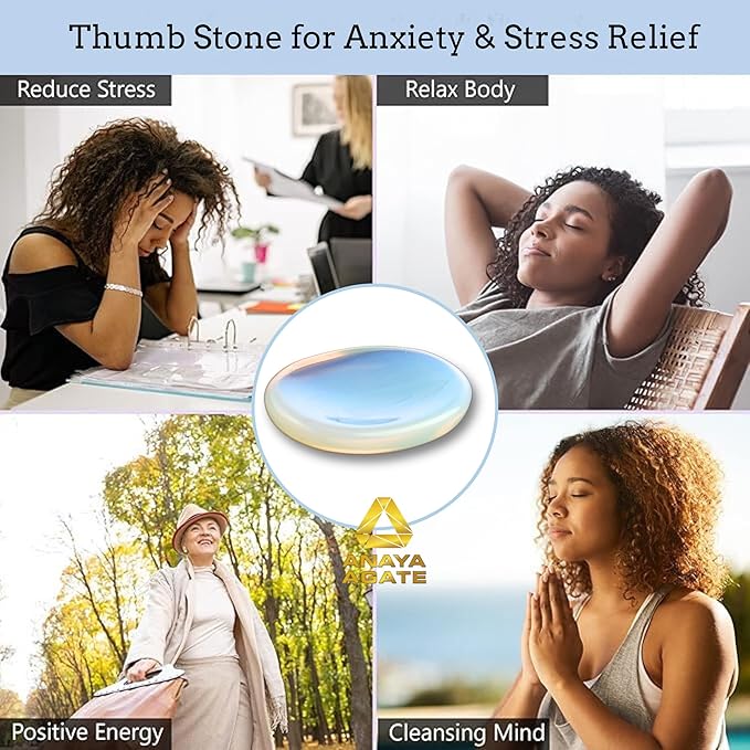 Opalite Worry Stones – Crystal Thumb Worry Stones for Anxiety, Stress – Relaxing and Soothing Balance Stones for Meditation, Stress Relief – Healing Stones and Crystals for Men and Women