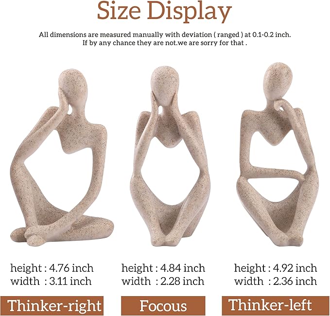 Thinker Statues and Sculptures,Sandstone Resin Thinker Statue Ornaments, Abstract Style Sculptures, Housewarming Gifts, Home Decorations, Living Room Desk Decor (Sandstone)