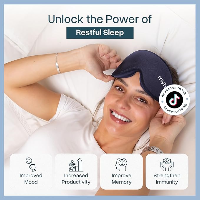MyHalos® Sleep Mask - Eye Masks for Sleep - 100% Blackout Sleeping Mask for Women, Men & Side Sleepers - 3D Sleeping Eye Mask for Zero Pressure - Award Winning Design, Eyelash Friendly & Breathable