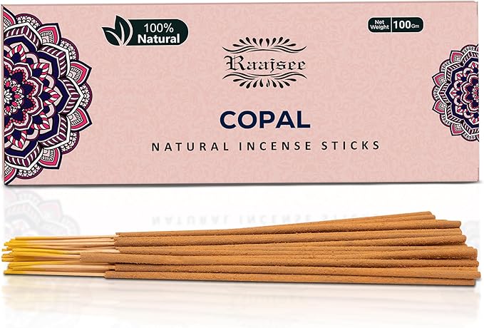 100% Natural Copal Incense Sticks 100 gm Pack, Charcoal Free –– Organic Non Toxic Insence Sticks, Made with Flowers - Meditation Gifts for Spiritual Cleansing