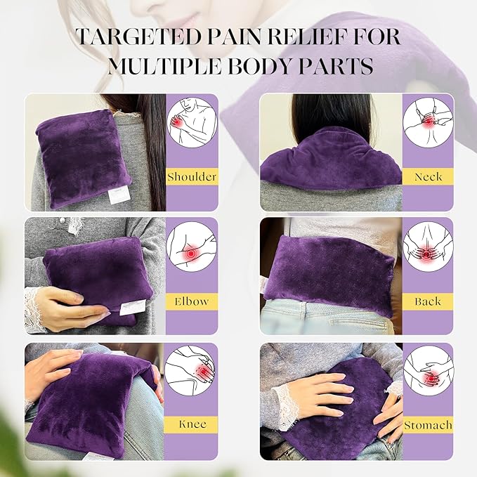 Microwavable Heating Pad with Washable Cover 13x7 Inch Flaxseed Microwave Hot Pack, Lavender Scent, Moist Warm Compress for Relaxation, Non-Electric & Portable