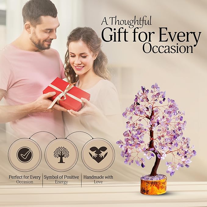 YATSKIA Amethyst Crystal Tree Stones and Crystals Tree of Life, Crystal Home Decor, Good Luck Gifts, Spiritual Gifts for Women