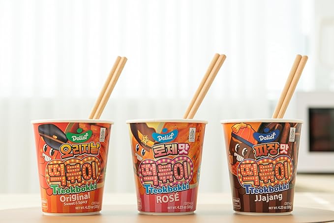 DELIEF Tteokbokki Cup Jjajang Flavor 4.23oz(120g) Korean Street Food Korea Instant Rice Cake Snack, 2 Packs
