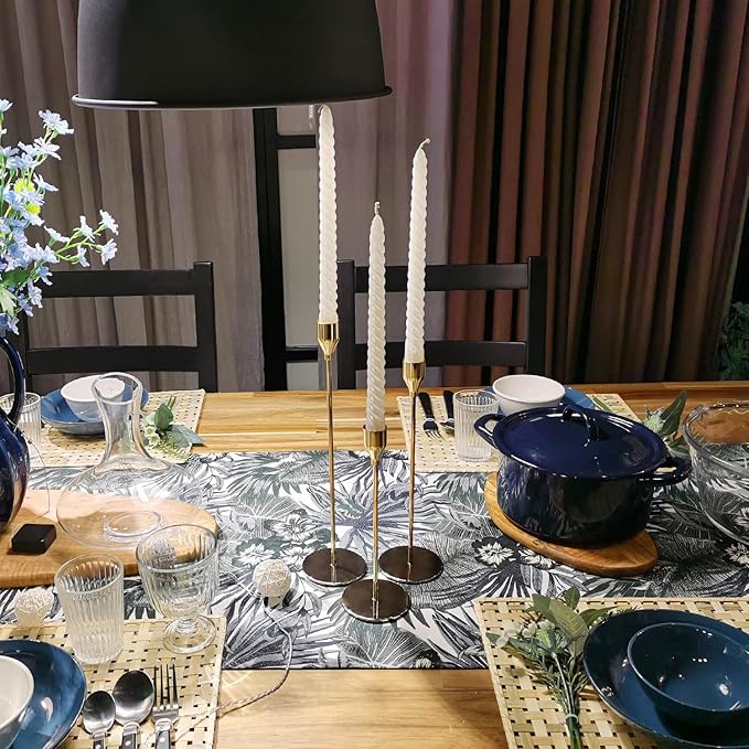 Gold Candle Holder Set of 12 Candlestick Holders Taper Candle Holders Metal Tall Candle Stick for Wedding Tables Centerpieces Candlelight Dinner Home Decor(Candles not Include)