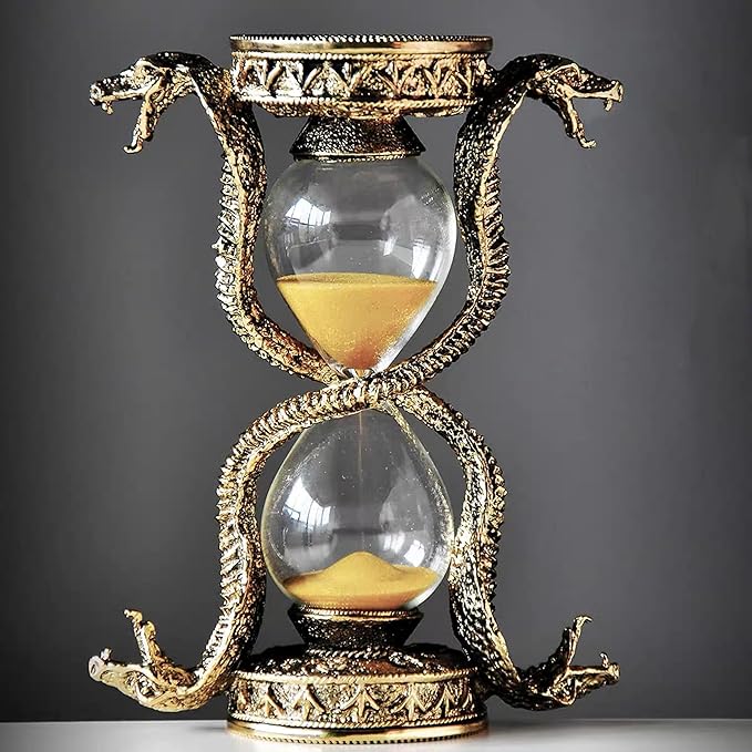Mythological Fantasy Snake Hourglass Sand Timer 15 Minutes, Gothic Decorative Statue - Unique Vintage Classic Hourglass, Tabletop Home Decor Gift, 6 inches, 15 Minutes (Snake)