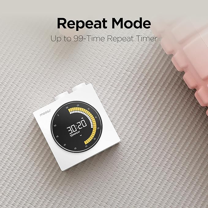 mooas Time Loop Digital Visual Timer, Rechargeable Wireless, LCD Large Display, Portable, Visual Timer, Brightness Adjustment, Count Up/Down, Pomodoro Timer for ADHD, Study, Home Schooling (Black)