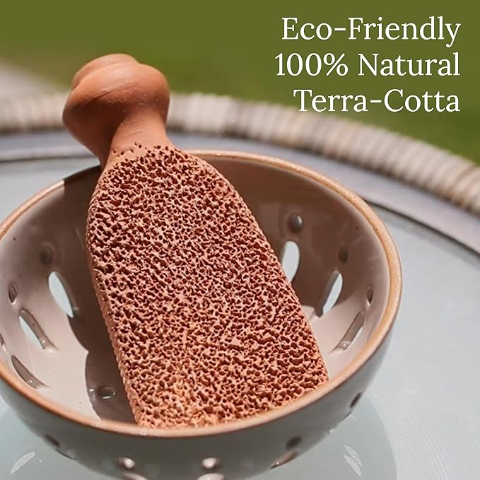 Pumice Stone for Feet Lasts 5+ Years Foot Exfoliator Scrubber Callus Remover Made of Natural Terra-Cotta