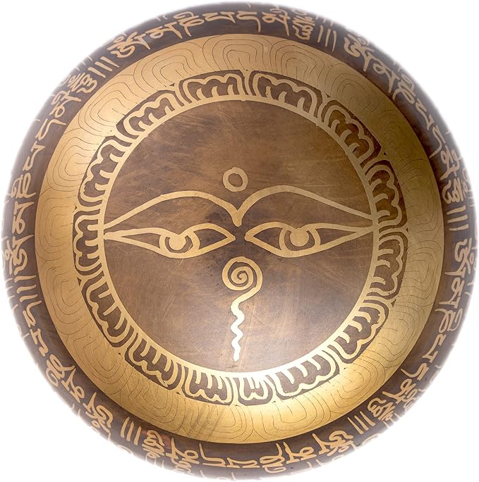 Tibetan Singing Bowl Set - Easy To Play Authentic Handcrafted For Meditation Sound Bowl Chakra Yoga Healing 4 Inches By Himalayan Bazaar (Brown & Blue)