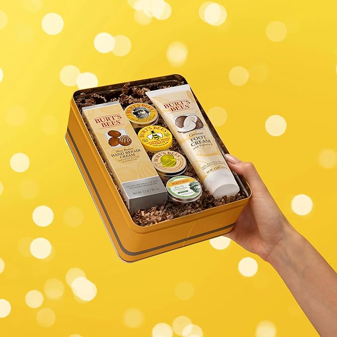 Burt's Bees Gifts Ideas - Classics Set, 6 Products in Giftable Tin – Cuticle Cream, Hand Salve, Lip Balm, Res-Q Ointment, Hand Repair and Foot Cream