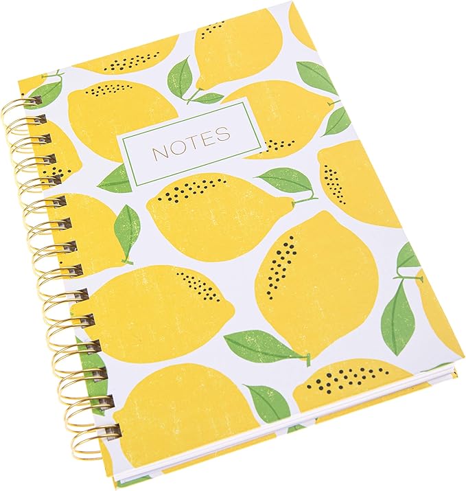 Graphique Designer Notebooks - Lemons - Spiral Bound Writing Journals for Offices, Schools, Classrooms, and More - Hard Cover with 160 Ruled Pages (6.25" x 8.25")