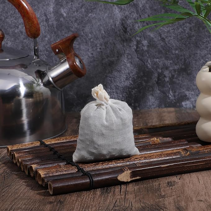 30Pcs Reusable Drawstring Muslin Bags, 3.94x3.15In Empty Spice Bags for Cooking, Tea Bag for Loose Tea, Natural Cotton Nut Milk Strainer Bag for Home Office Filtering Cook Soup Cold Brew Coffee