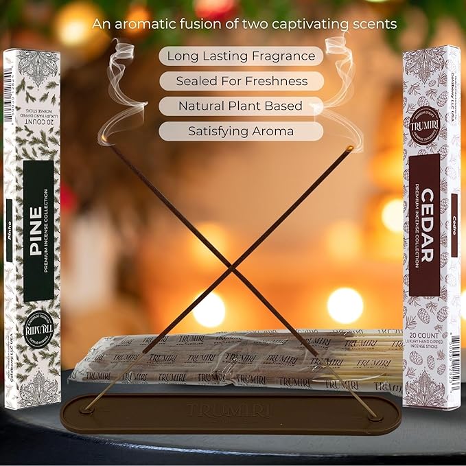 Trumiri Incense Sticks - Combo Pack of 40 Insence-Sticks - 20 Cedar + 20 Pine - Insenses - Insents - Incents - Inscense - Incence - Incienso - All Natural Incense Sticks