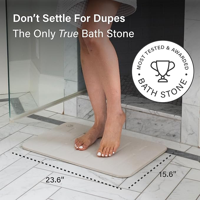 Dorai Home Bath Stone Mat 23.6"x15.4" – Luxury Diatomite Stone Mat, Quick-Dry, Non-Slip, Rain Sandstone