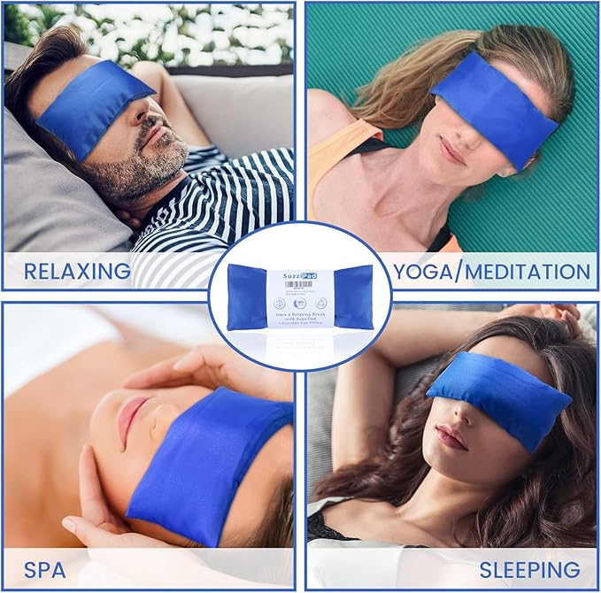 SuzziPad Lavender Eye Pillows for Relaxation with Aromatherapy, Weighted Eye Mask for Sleeping, Meditation, Hot & Cold Eye Compress for Dry Eyes, Relaxation Options for Women, Yoga Eye Pillow, 4 Pack