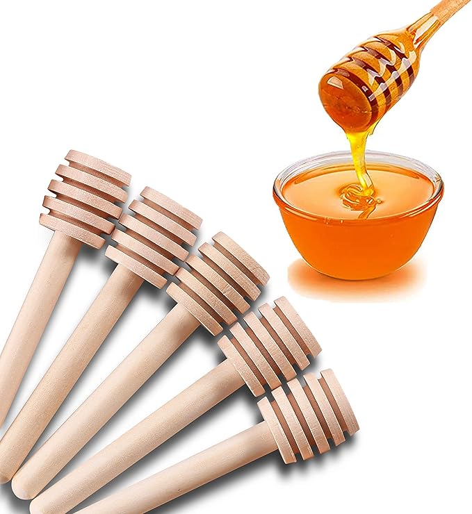 100 Pcs Honey Dipper Sticks, 3 inch Mini Wooden Honeycomb Stick, Small Honey Spoons Stirrer Stick for Honey Jar Dispense Drizzle Honey and Wedding Party Favors Gift