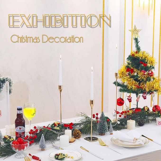 3Pcs French Gold Candlestick Holders Set Fit 3/4" Tall Taper Candle Home Decorative Table Centerpieces for Family Dinning, Party Decoration